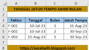 Menghitung Tanggal Jatuh Tempo Tagihan Setiap Akhir Bulan Dalam Excel